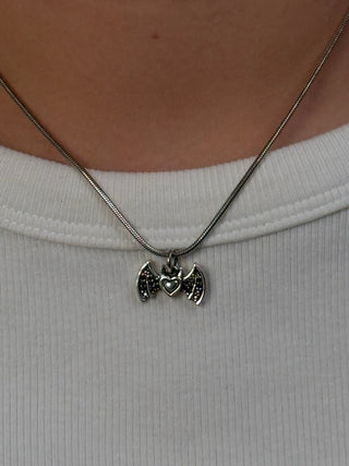 petite heart bat onyx pave pendant - Chula Co.