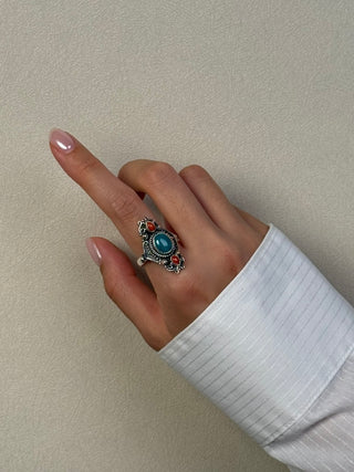 coral and turquoise ring - Chula Co.