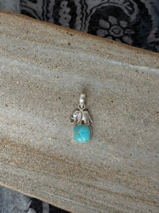 petite elephant turquoise pendant