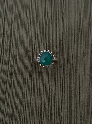 green agate with gold accent studs ring - Chula Co.