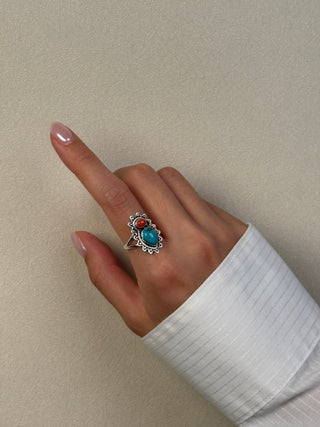 decorative coral and turquoise ring - Chula Co.
