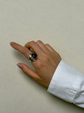 statement tear drop amethyst ring - Chula Co.