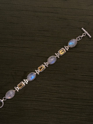 statement faceted citrine and rainbow moonstone bracelet - Chula Co.