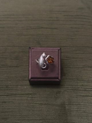 amber cat and flower ring - Chula Co.