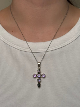 mystic topaz cross pendant