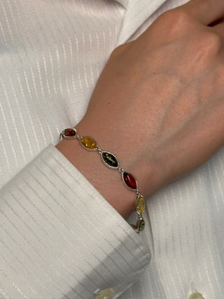 multicolored marquise amber bracelet