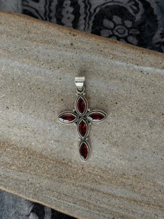 garnet cross pendant