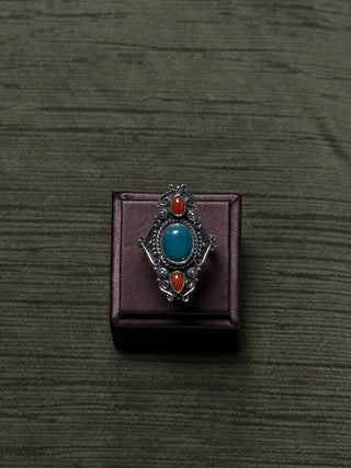 coral and turquoise ring - Chula Co.