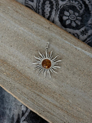 blazing amber sun pendant