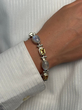 statement faceted citrine and rainbow moonstone bracelet - Chula Co.