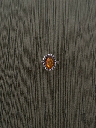 elegant beaded bezel amber ring - Chula Co.
