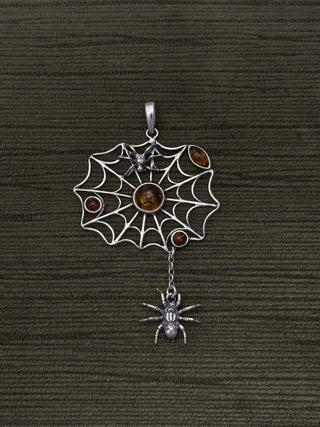 amber dangling spider on the web pendant - Chula Co.