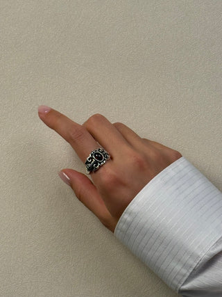 decorative sword inspired garnet ring - Chula Co.
