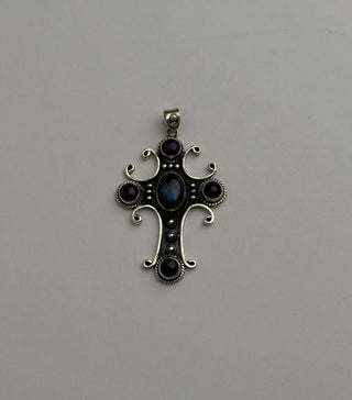 gothic labradorite + amethyst cross pendant - Chula Co.
