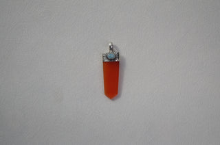 carnelian + larimar flat point pendant