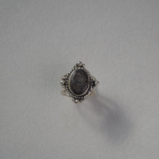 white fossilized "stingray coral" ring