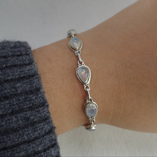 pear shaped rainbow moonstone bracelet