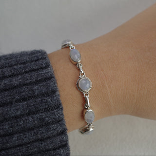 mixed shaped rainbow moonstone bracelet