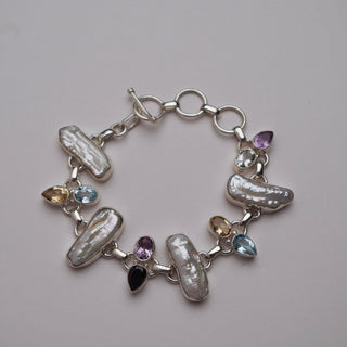 baroque pearl + multi gemstone bracelet - Chula Co.
