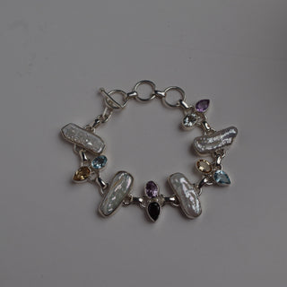 baroque pearl + multi gemstone bracelet - Chula Co.