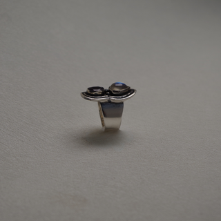 amethyst + rainbow moonstone ring