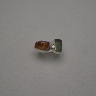 raw, satin-finish citrine + prehnite stone ring